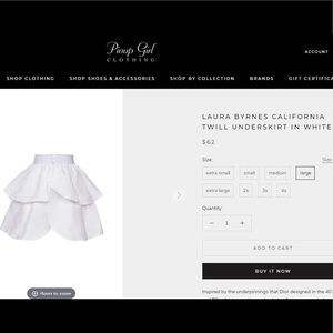BNWT Laura Byrnes Twill Underskirt, White- L